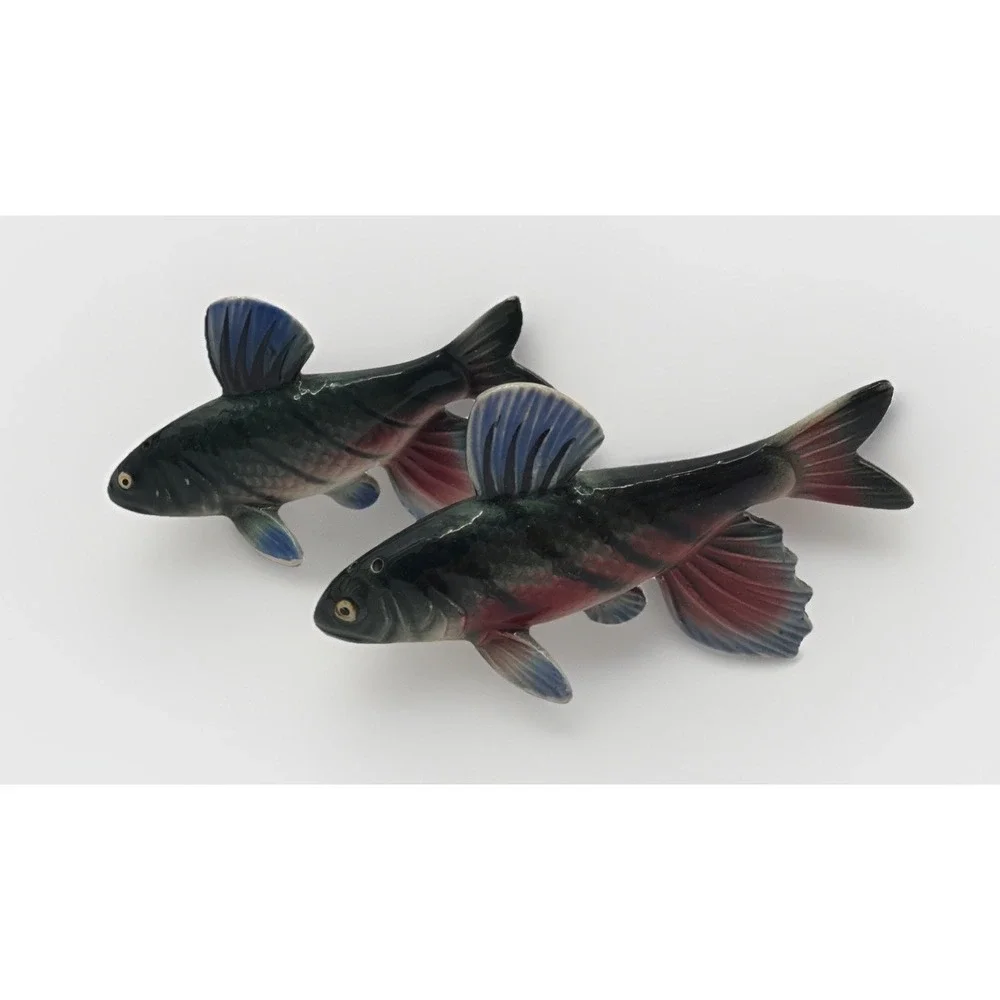 VTG Ceramic JAPAN Trout FISH Salt & Pepper Shakers 2 1/2